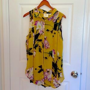 Yellow floral Anthropologie shell, 100% viscose. Worn twice